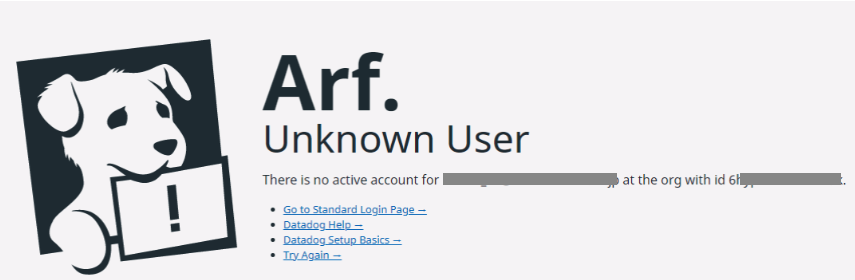 error of datadog loin via aws sso