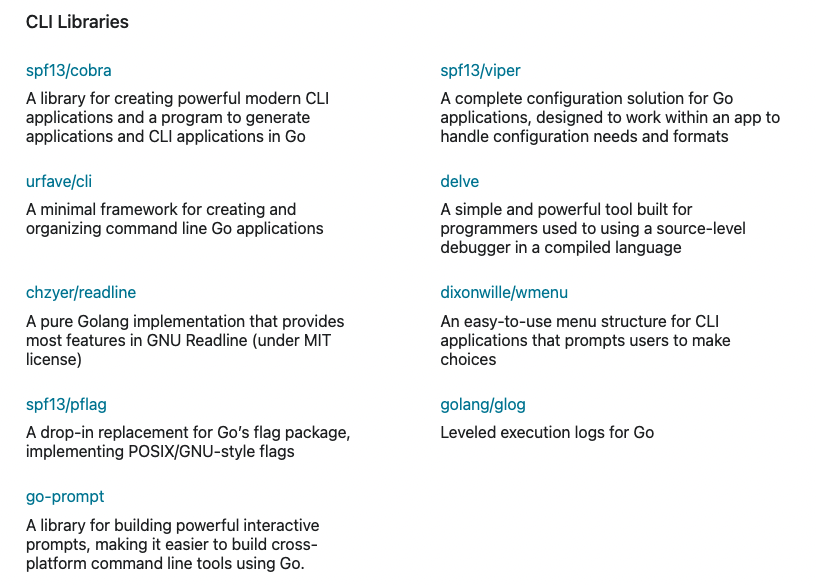 Go CLI Libraries
