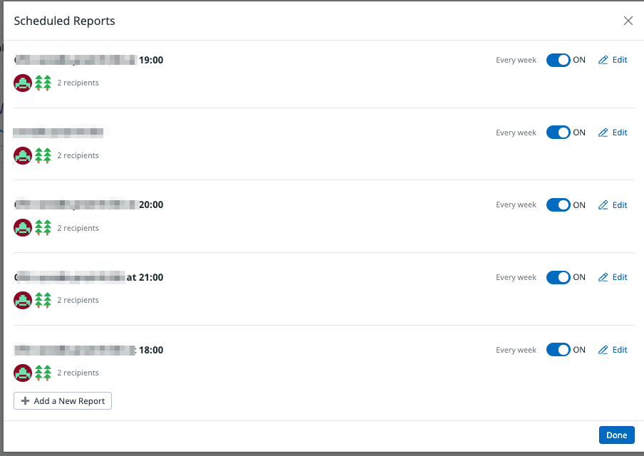 Multiple Datadog Dashbord email settings